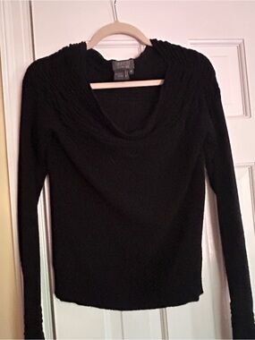 Lafayette 148 New York Black Cowl Neck Women's Sweater 100% cashmere no piling